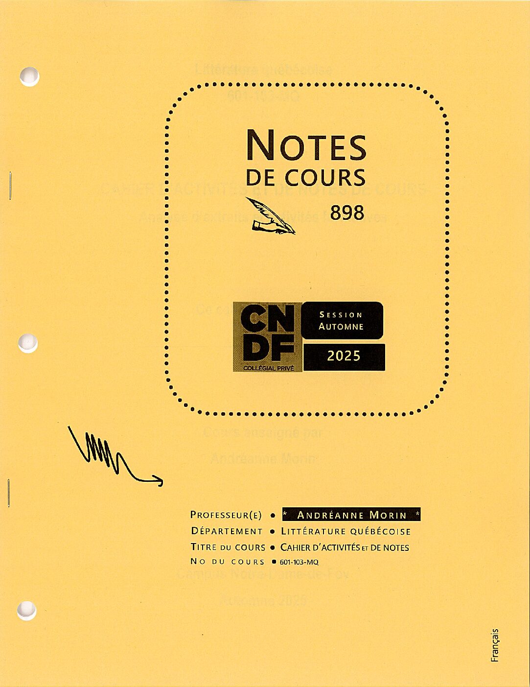 Note de cours # 898 - Littérature québécoise