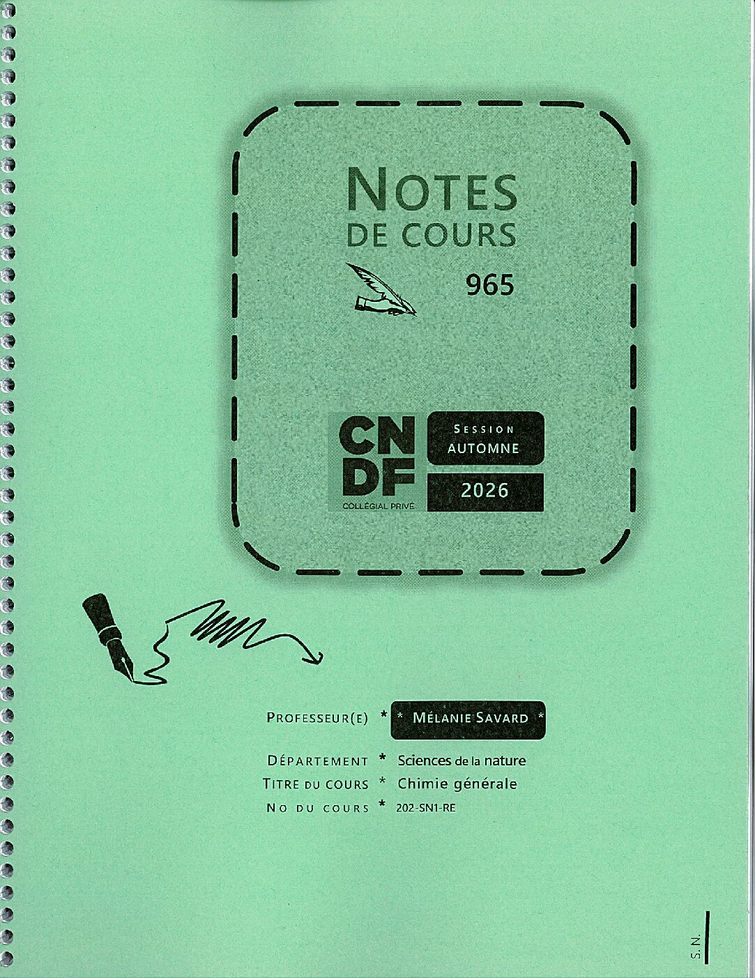 Note de cours # 965 - Chimie générale