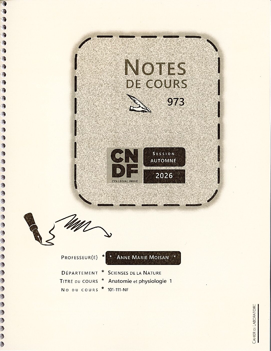 Note de cours # 973 - Anatomie et physiologie 1